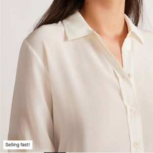 Everlane The Clean Silk Relaxed Shirt Size 00 Color Off-White